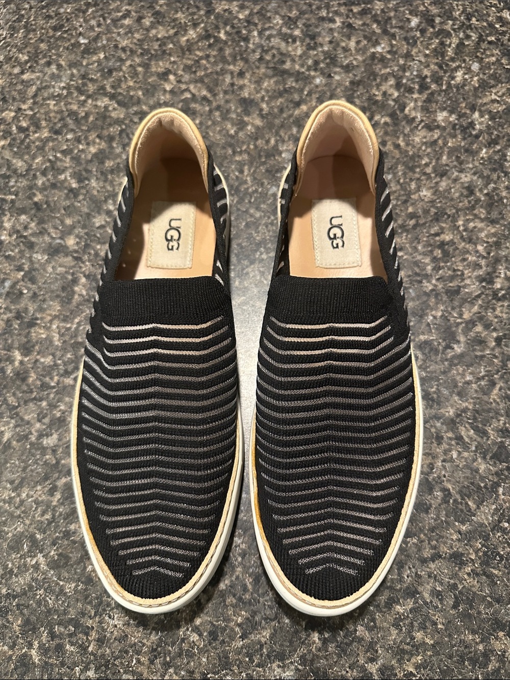UGG Men's Black and Gray Knit Slip-On Loafers
